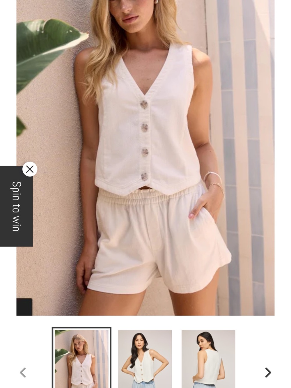 Gentle Fawn Cream V-Neck Button Front Top